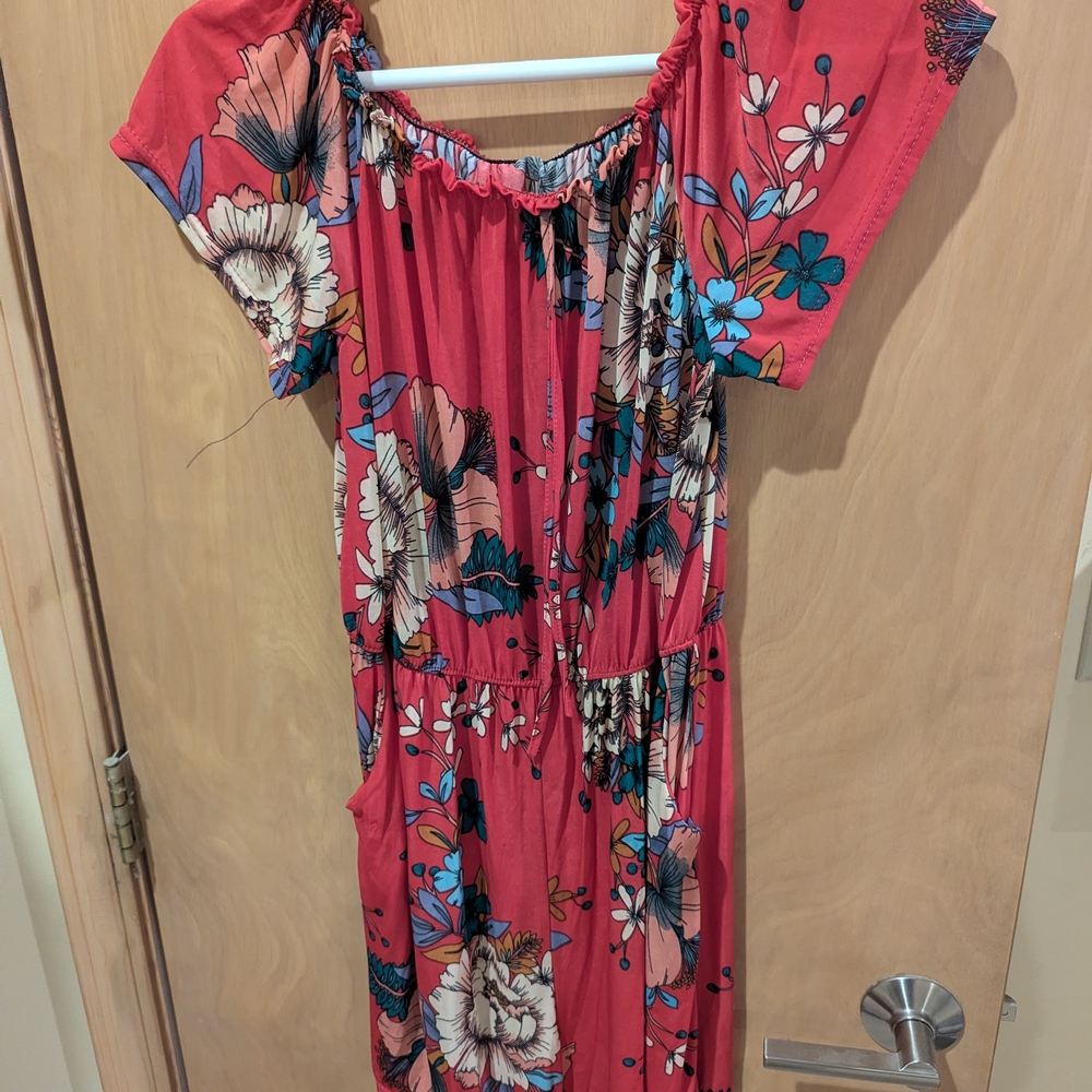 Floral Pink Dress with Short Sleeves